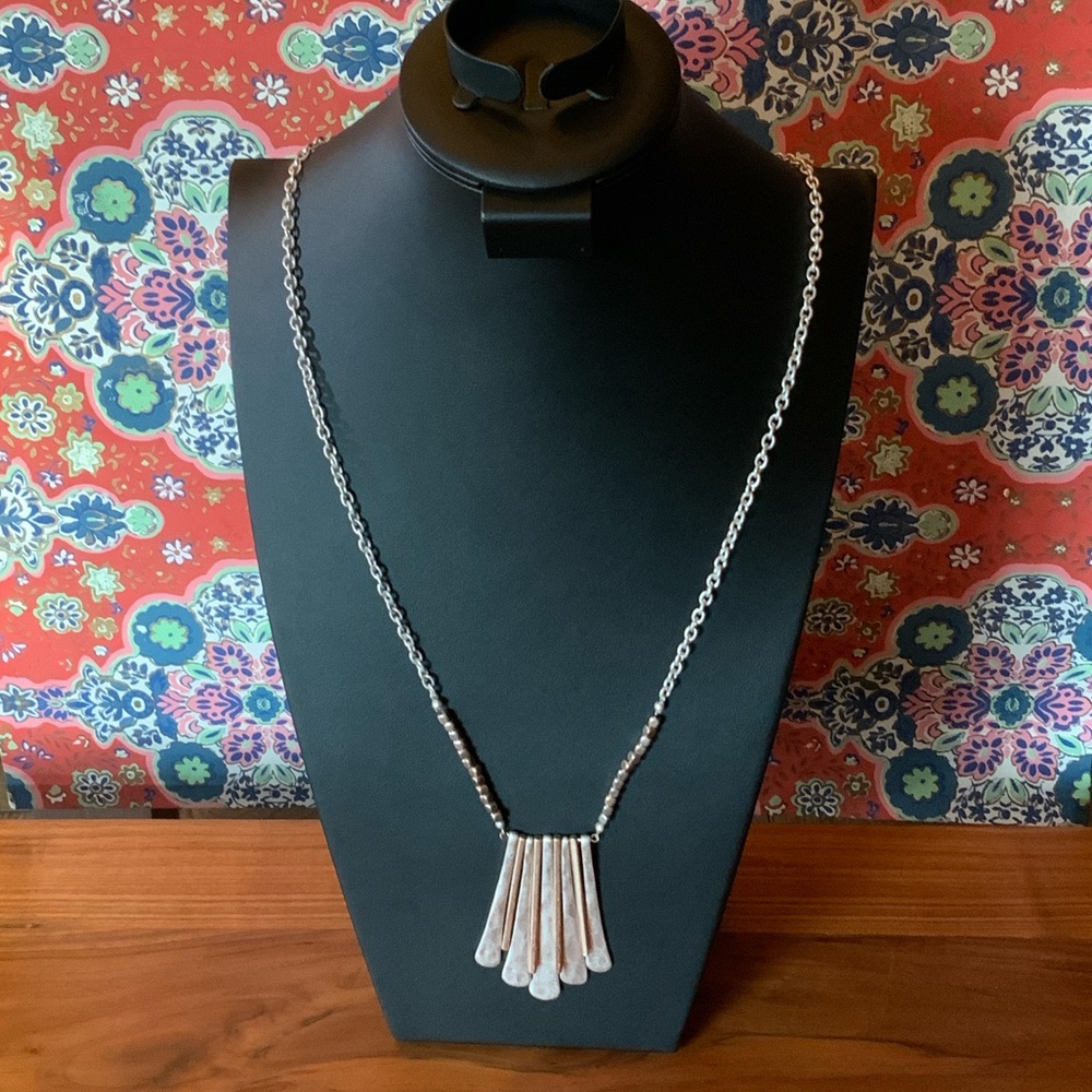 Chic Silver and Light Copper Necklace with Unique Pendant